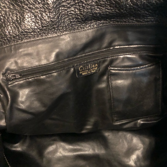 Cristian Black Italian Pebbled Leather Tote-Size Shoulder...